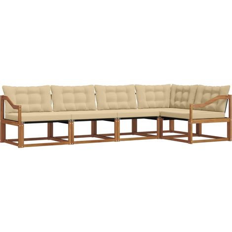 Ensemble de canapés d'extérieur 5 pcs Salon de jardin Naturel et Beige (1/5)