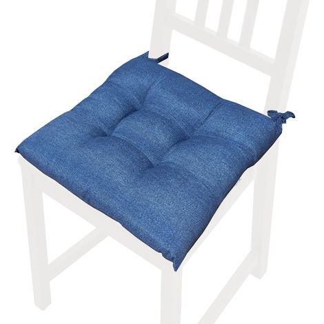 Cuscino Sedia Pastello Morbido Universale Coprisedia Cotone Imbottito 100% Made In Italy - Blu (1/3)