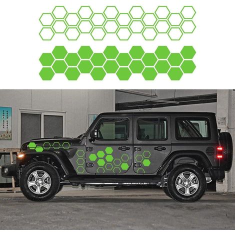 Autoaufkleber Wabenmuster 48 Stück Grün für Auto, SUV, LKW, Wohnmobil (1/5)