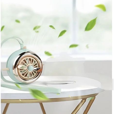 Ventilateur portable vert, ultra silencieux, 3 vitesses, ventilateur USB à porter autour du cou, gardez les mains libres, idéal pour les barbecues, les concerts et les activités de plein air. (1/3)