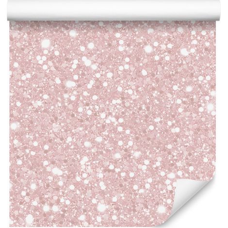 Papier peint à paillettes corail et blanc pour salon et chambre 50x1000 cm (1/5)