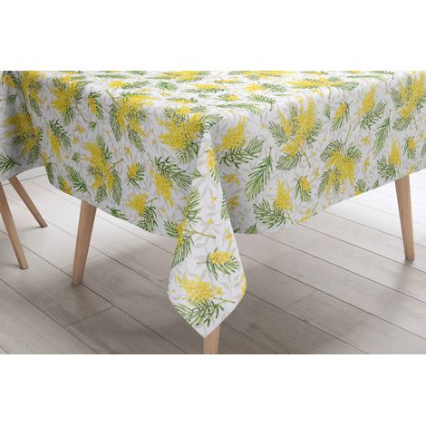Tovaglia LIMA Mimosa – Tela Cerata Plastificata PVC Lavabile Antiscivolo Effetto Lino – Made in Italy Cm. 140x140 x4 persone