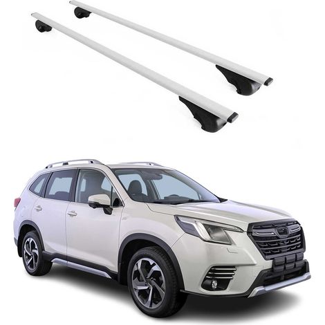 OMAC Dachträger Querträger für Subaru Forester V 2018-2025 – Abschließbar – Max. 75 kg – 2 Stangen Stahl Silber (1/5)