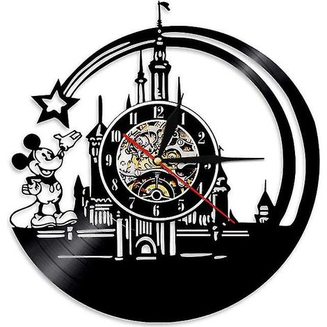 Horloge murale rétro Disney, cadran vinyle, décoration vintage pour salon et chambre, collectionneur, 30 cm (1/5)