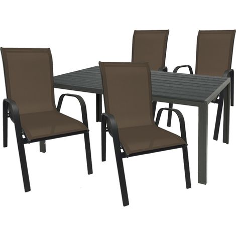 Gartengarnitur 5-teilig 150x90cm Anthrazit/schwarz/Anthrazit/Braun Non-Wood-M691892+4xMMC330869 (1/3)