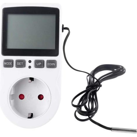 Thermostat Numérique Prise Contrôleur de Température Sortie 1.7m Sonde 220V 110V 15A ℃ Chauffage Refroidissement Contrôle pour Couveuse Semence Thermostat minuterie interrupteur prise de contrôle de t (1/4)
