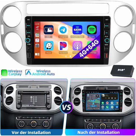 8" Android 15 Autoradio CarPlay Pour VW Tiguan 2007-2016 GPS WiFi BT Type-C 2+32G DAB