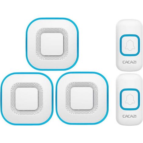 Sonnette sans fil, sonnette LED intelligente pour la maison, 3 sonnettes, 2 boutons,blanc (1/4)