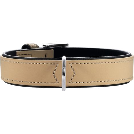 Halsband Softie 45 Kunstleder- Nubuk beige/Nappa schwarz