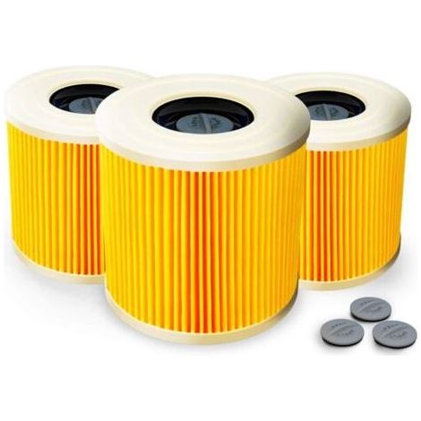 Ensemble de 3 filtres à cartouche + 3 vis de fixation supplémentaires – Pour aspirateurs Körcher WD3 Premium, WD2, WD3, WD 3 MV3 et WD 3 P – Ce kit d'extension remplace les références 6.414-552.0 et 6 (1/4)
