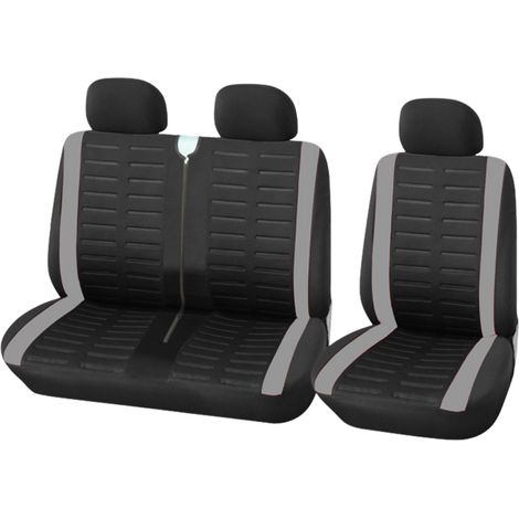 Coprisedili per auto universali adatti alla maggior parte dei sedili anteriori di camion, furgoni e autobus, 1+2 (3 posti), set completo di coprisedili universali in tessuto lavabile, grigio (1/5)