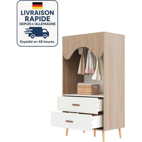 Armario infantil abierto con tiradores de madera maciza. Medidas: 80 × 46 × 141,5 cm. (1/5)