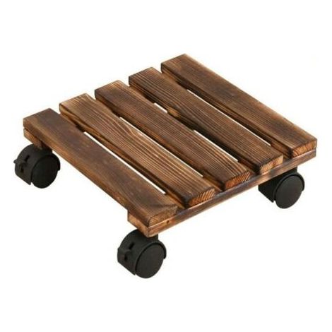 MINKUROW Country Blumentopf Rollgestell 35x35cm Indoor I Rolltopf aus rutschfestem Massivholz, Kastanie