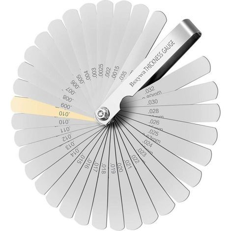Jauge d'Épaisseur. 32 Lames Jeu Cale Soupape En Acier Inoxydable. Marquage Métrique/impérial. Pour Mesurer L'écart Largeur. Pour la moteur/bougie/soupapes. (1/5)