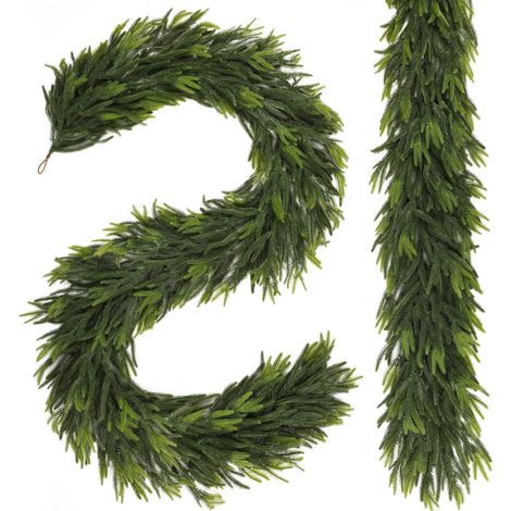 Guirlande Norfolk - Pin Artificiel Réaliste - 183 cm - Pour Intérieur Extérieur - Décoration Noël Hiver - 2 Pièces (1/5)