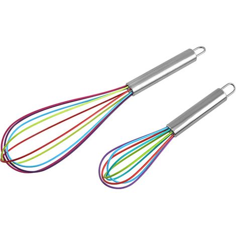 Schneebesen für die Küche, Silikon-Mini-Schneebesen, 2er-Pack, farbiger Ballon-Schneebesen zum Mischen, Schlagen, 12 Zoll + 8 Zoll (1/5)