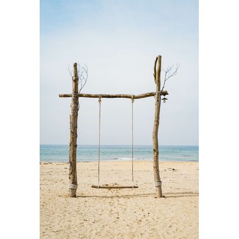 Tableau sur toile balançoire et mer 30x45 cm - Impression sur Toile Murale Décorative - Image imprimée en HD sur Toile - Toile sur Châssis en Bois FSC - Fabriqué en France (1/5)