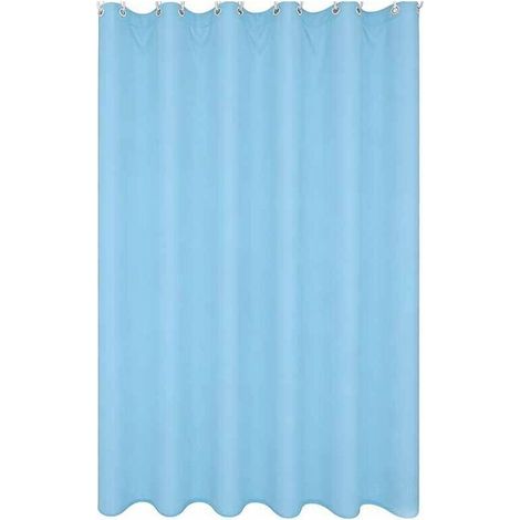 Rideau de douche bleu, rideau de douche en tissu lavable en machine avec œillets métalliques, 180 cm de large x 200 cm de haut, matériau PEVA, imperméable grâce à ses œillets à billes.