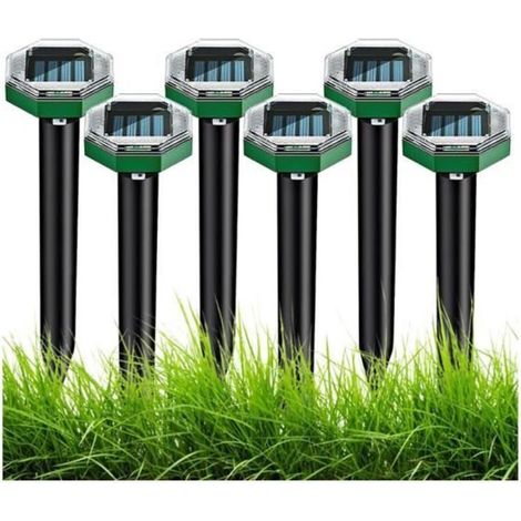 Solar Ultrasonic Mole Repellent, Set of 6, IP65 Waterproof, for Deterring Moles