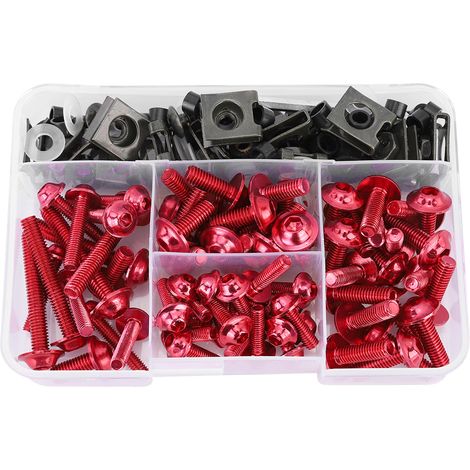 Kit de boulons de carénage de vis de moto universels M5 M6 adaptés aux vélos de sport Yamaha, 177 pièces, rouge (1/5)