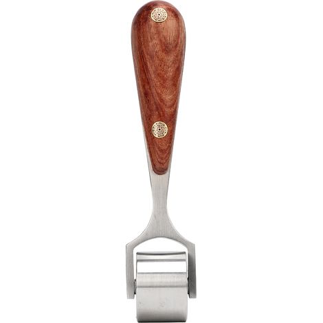 Couteau à roulette cuir bordure acier inoxydable manche bois, outil DIY maroquinerie pour lisser les bords (1/5)