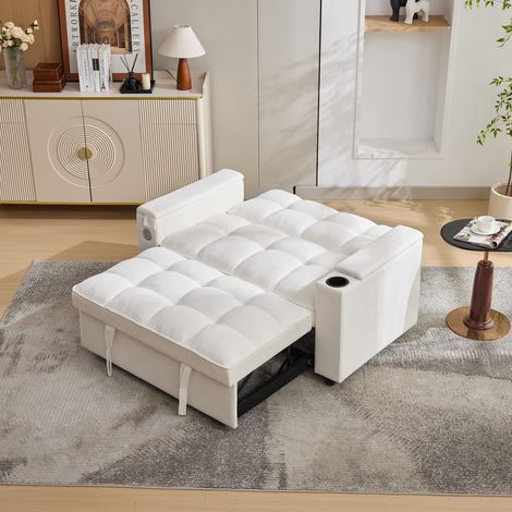 Sofá cama sofá salón plegable con USB beige OKMYHOME (1/5)