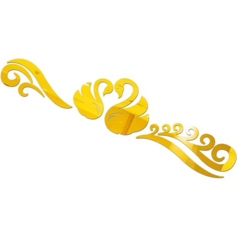 Miroir Autocollant Mural Acrylique Motif Cygne Brillant Et Réfléchissant Pour Maison Salon Chambre Salle De Bain Petit Format Doré (1/5)