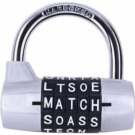Serrure de casier de salle de sport, serrure à 5 lettres, serrure à combinaison à 5 chiffres, cadenas de sécurité pour casier de salle de sport, casier de sport, clôture, étui, rangement à loquet (arg (1/5)
