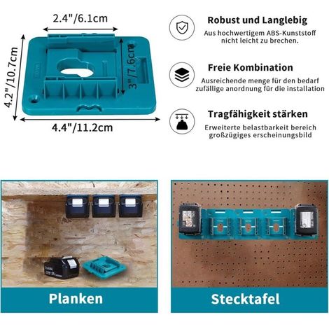 SNQ – Lot de 5 supports de batterie Makita 18V – Fixation murale en plastique ABS – Compatible BL1860 BL1850 BL1840 BL1830 – 10 vis incluses (1/4)