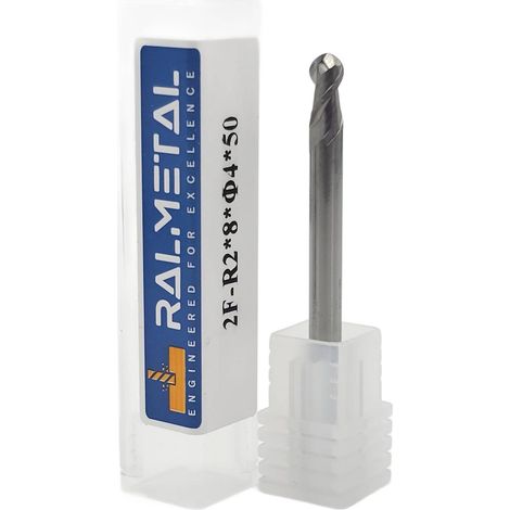 Fraise sphérique pour aluminium, VHM, Fi4, R2 x 8 x 50 mm (1/3)