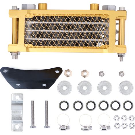 Kit de refroidissement d'huile moteur universel, radiateur doré avec accessoires de montage pour moto 125cc-250cc, Dirt Pit Bike ATV