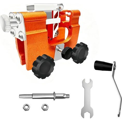 Affûteur de chaîne, ensemble d'affûteur de chaîne de tronçonneuse à manivelle portable avec tête de meulage, outil de quincaillerie domestique pour outils de jardinage à chaîne(A)