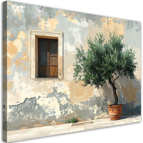 Quadro su tela, Un ulivo vicino a una casa luminosa. - 30x20 (1/2)
