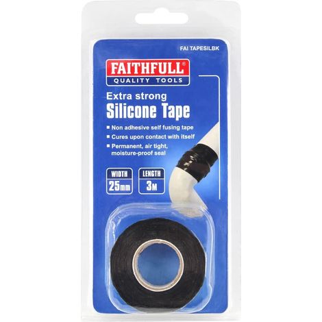 Faithfull 0822253BKCLM-TB Silicone Tape 25mm x 3m Black FAITAPESILBK (1/2)