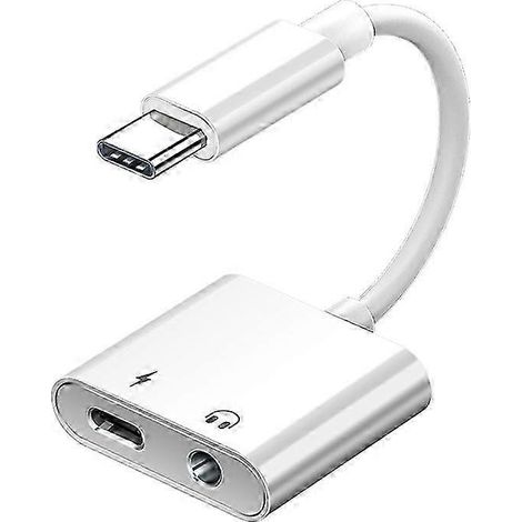 Adaptateur 2025 USB-C vers prise casque et chargeur 3,5 mm, prise audio 2 en 1 Type-C vers Aux, prend en charge la charge rapide PD 60 W, compatible avec iOS 15 Pro Max et autres modèles. (1/4)