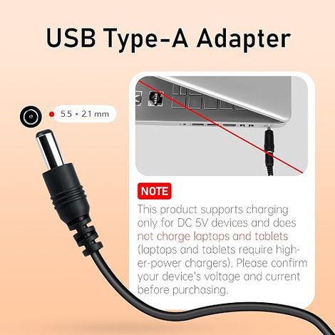 USB to DC Power Cable, 5V DC Power Cable, Universal Charging Cable with DC Micro/Mini USB/Type-C Connectors for 3D Printers, Routers, Hubs, LED-1M Cameras (1/4)