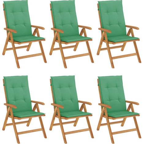 Maison Exclusive - Sillas de jardín reclinables y cojines 6 uds madera maciza teca (1/5)