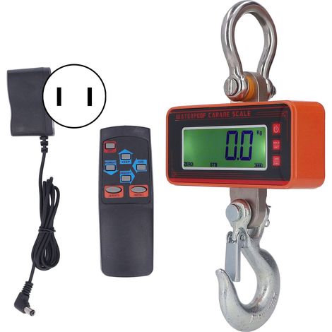 Elektronische Industriewaage von Orange, 1500 kg/3000 lb, LCD-Bildschirm, wasserdicht, kabellos, US-Stecker 100–240 V, Hängewaage (1/5)