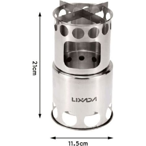 Réchaud à bois léger et portable en acier inoxydable pour cuisine en plein air, pique-nique, camping (1/5)
