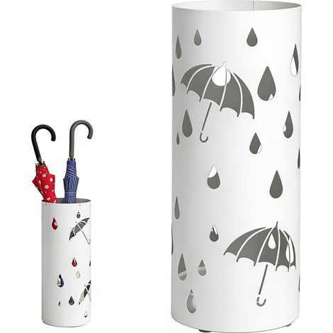 Porte Parapluie, Ø15 x 40 cm, 1 Stück Porte Parapluie en Métal, Porta Parapluies Rond, pour Parapluie, Bâtons de Randonnée, Papier D'emballage, Bâtons de Trekking(Blanc) (1/5)