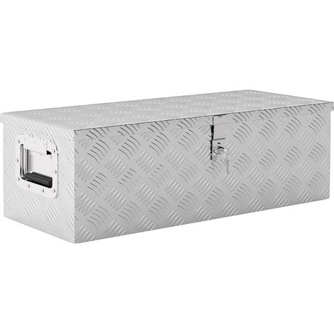 Caja de almacenamiento - caja de herramientas de aluminio - cofre de herramientas de aluminio Asas retráctiles, cerradura con llave, dimensiones: 76 cm de largo x 33 cm de ancho x 25 cm de alto
