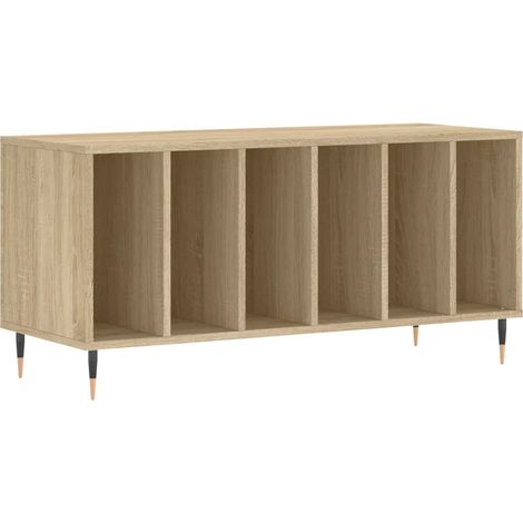 Mueble para discos de estilo vintage práctico para guardar en el salón 100 x 38 x 48 cm fabricado en madera de roble Sonoma 020049142 (1/5)