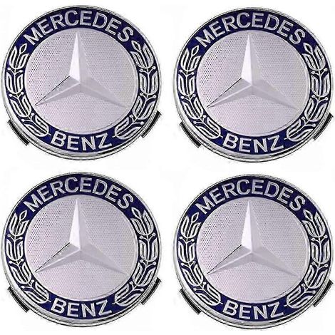 Jeu de 4 enjoliveurs compatibles avec Mercedes-Benz 75 mm - Bleu (1/4)