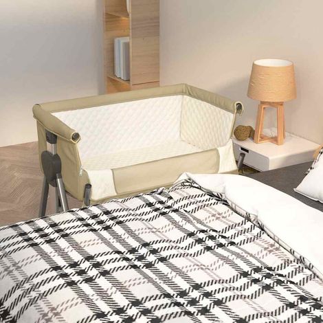 Lit pour bébé avec matelas-Berceau de bébé Taupe Tissu de lin 503358 (1/5)