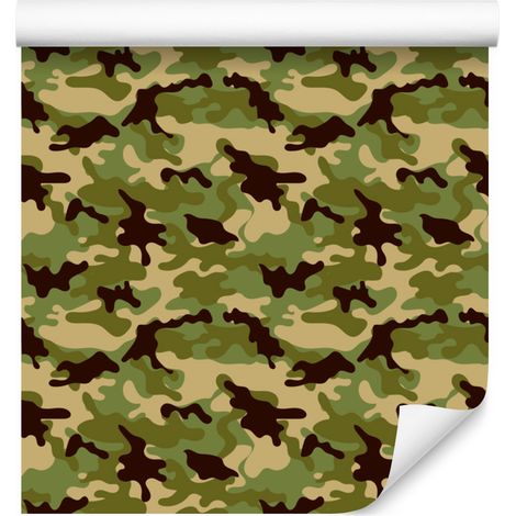 Papier peint camouflage militaire jaune et ocre pour salon et chambre 50x1000 cm (1/5)
