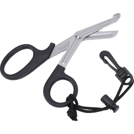 Forbici da sub in acciaio inox con rivestimento in titanio, facili da riporre, con custodia per tagliare le reti da pesca per alghe, colore nero. (1/5)