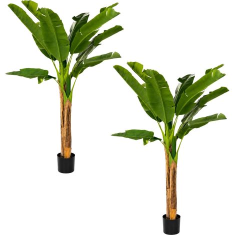 Set 2 Piante di Banano Artificiali 180 cm con Doppio Tronco Naturale e 14 Foglie Realistiche - Ideale per Interni (1/5)