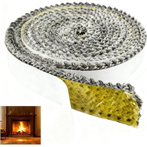 Gewebte Dichtung, 2 m × 15 mm. Einlegedichtung für Holzofen-Wärmekanäle. Hält Temperaturen bis zu 600 °C stand. Bietet hervorragende Dichtleistung