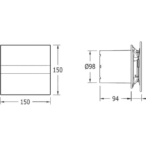 Ventilateur axial temporisé E-100 GBTH – Capteur d'humidité réglable 40-90% – Débit 90 m³/h – Ultra silencieux 17 dB – Installation murale/plafond – Cata
