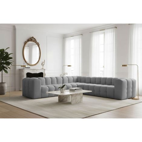 Ecksofa Designersofa SOLVIE in Stoff Tiffani Grau Seite Universal (1/3)